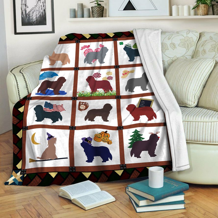litzzy Bearded Collie Fleece Blanket HST1910524 Fleece Blanket   