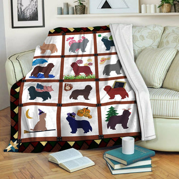 litzzy Bearded Collie Fleece Blanket HST1910524 Fleece Blanket   