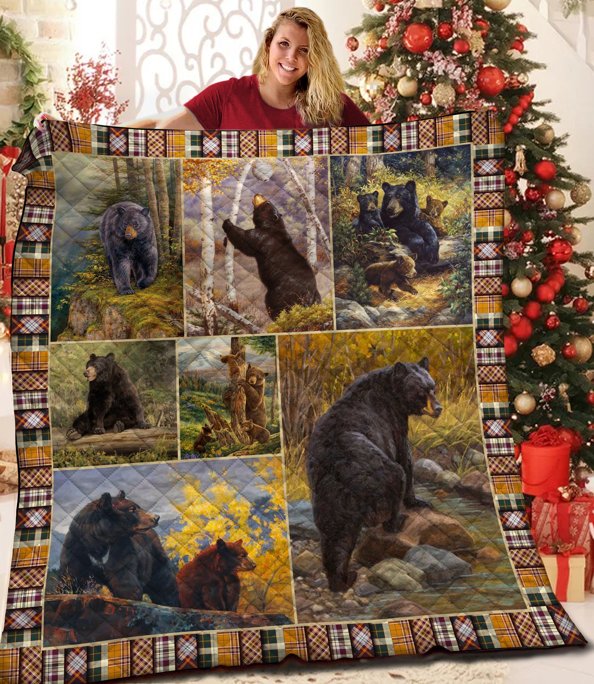 litzzy Bears Fleece Blanket HQT201149 Quilt Blanket   