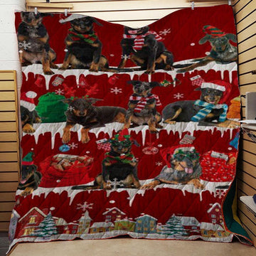 litzzy Beauceron Snow Christmas CL11120040MDQ Fleece Blanket Quilt Blanket   
