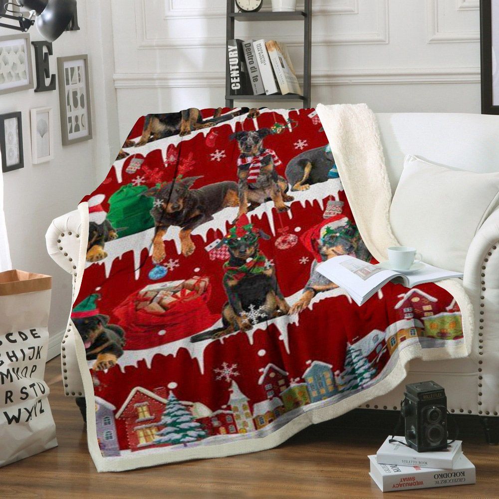 litzzy Beauceron Snow Christmas CL11120188MDF Sherpa Fleece Blanket Sherpa Fleece Blanket   