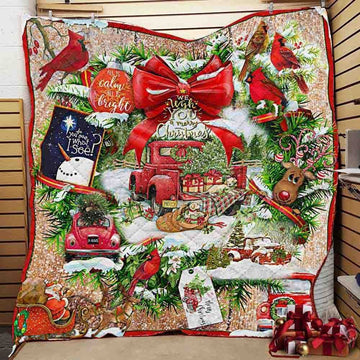 litzzy Beautiful Christmas Wreath CLA06121009Q Fleece Blanket Quilt Blanket   