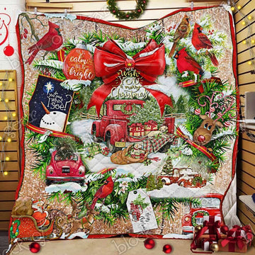 litzzy Beautiful Christmas Wreath DHC14100017MDQ Fleece Blanket Quilt Blanket   
