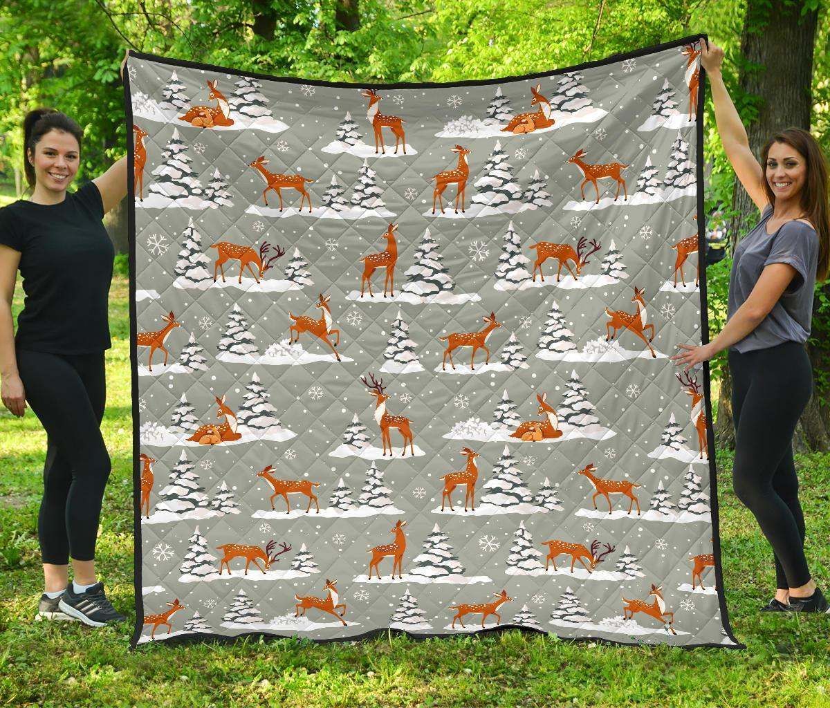 litzzy Beautiful Deers Winter Christmas DHCDHC DT1910 Fleece Blanket Quilt Blanket   