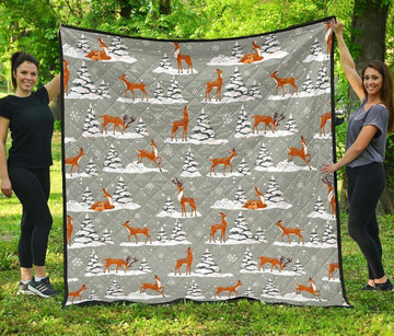 litzzy Beautiful Deers Winter Christmas DHCDHC DT1910 Fleece Blanket Quilt Blanket   