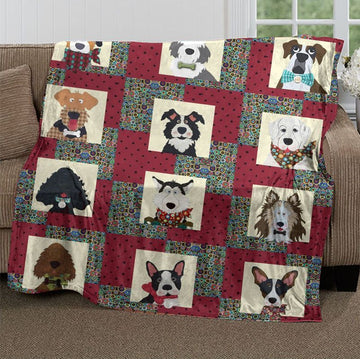 litzzy Beautiful Pattern Dogs Christmas CLM2410022S Sherpa Fleece Blanket fleece blanket   