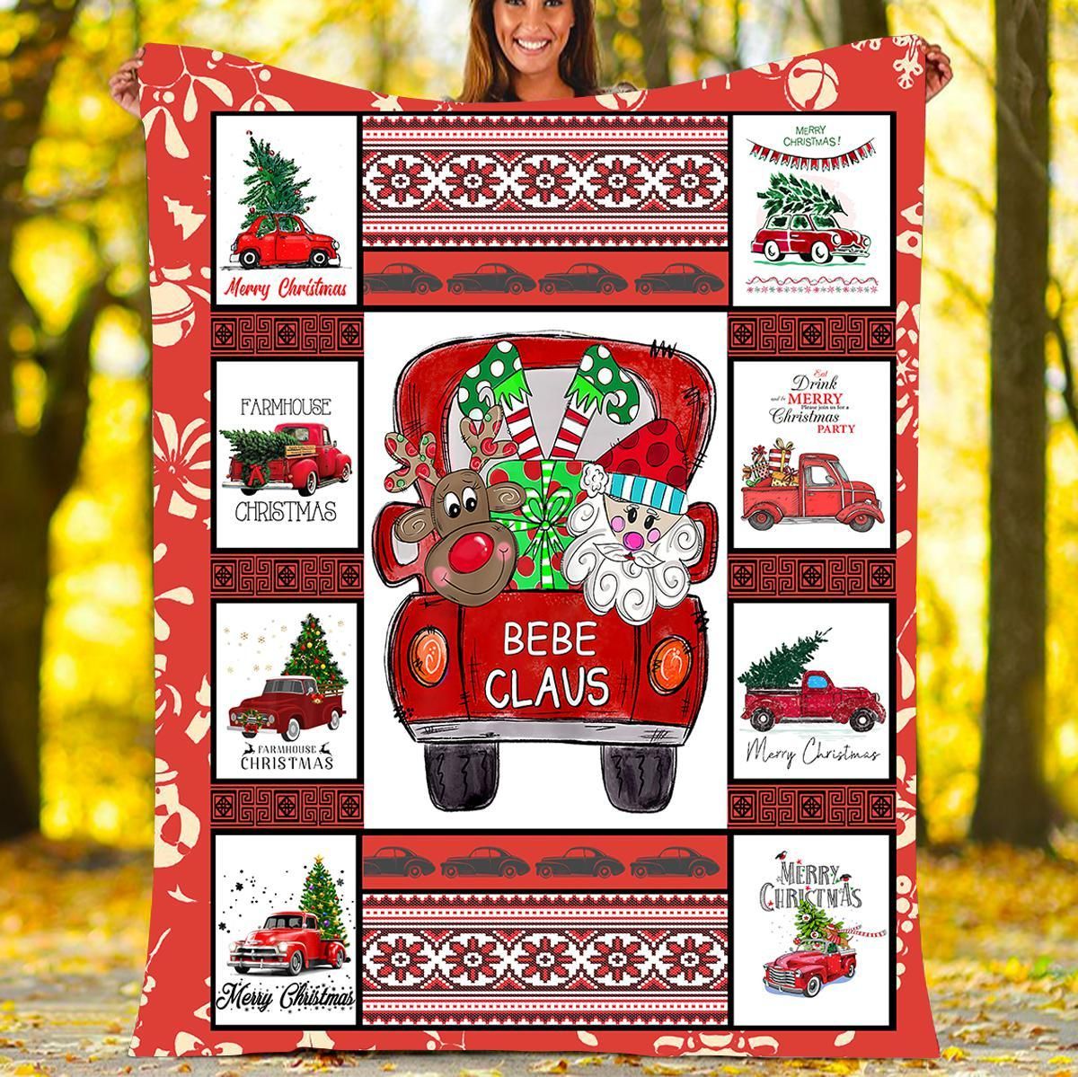 litzzy Bebe Claus Christmas CLH2412038F Sherpa Fleece Blanket Sherpa Fleece Blanket   