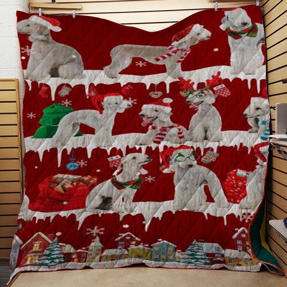 litzzy Bedlington Terrier Snow Christmas CL11120041MDQ Fleece Blanket Quilt Blanket   