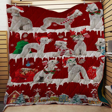litzzy Bedlington Terrier Snow Christmas CL11120041MDQ Fleece Blanket Quilt Blanket   