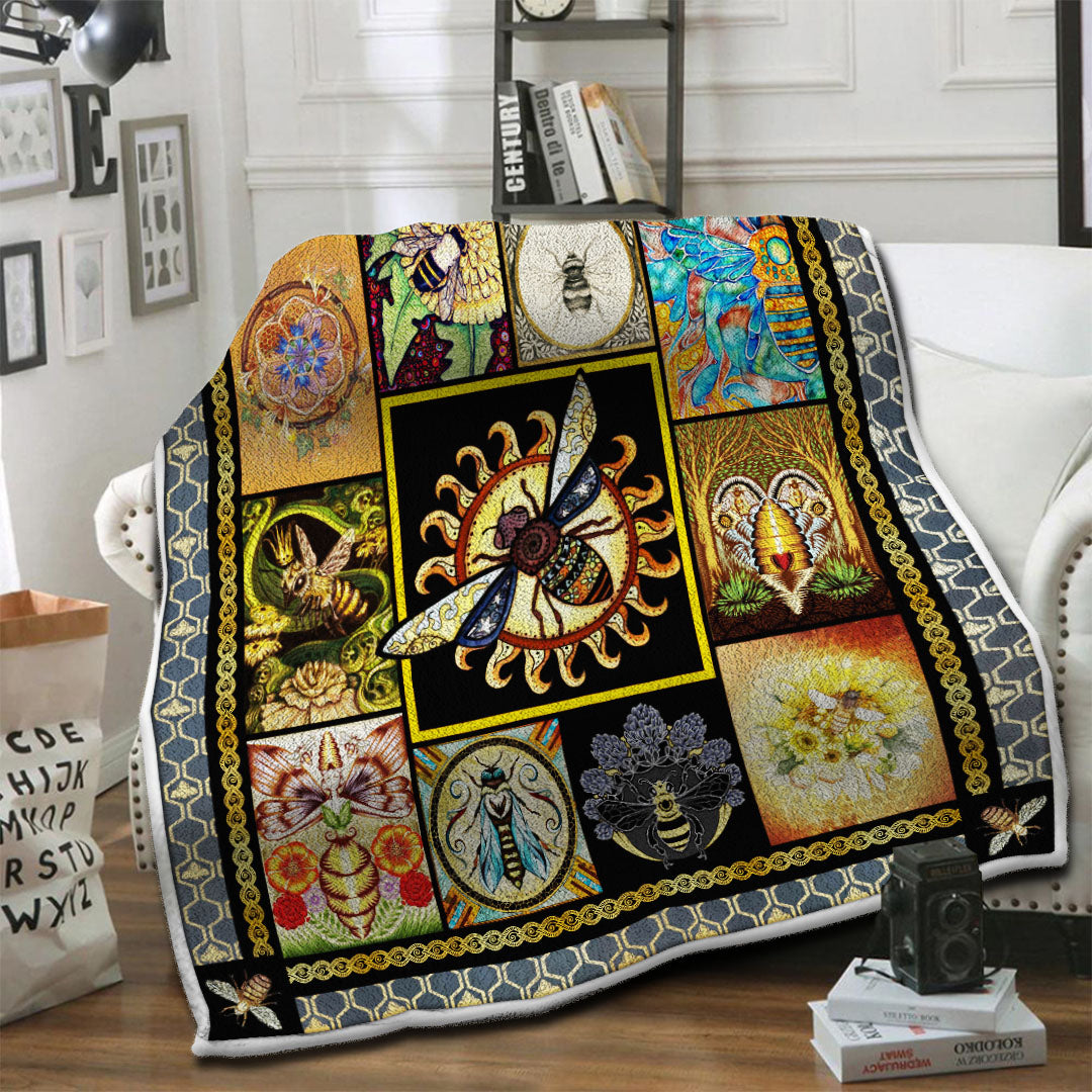 litzzy Bee Fleece Blanket HST19101008 Fleece Blanket   