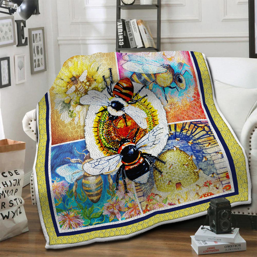 litzzy Bee Fleece Blanket HST19103587 Fleece Blanket   