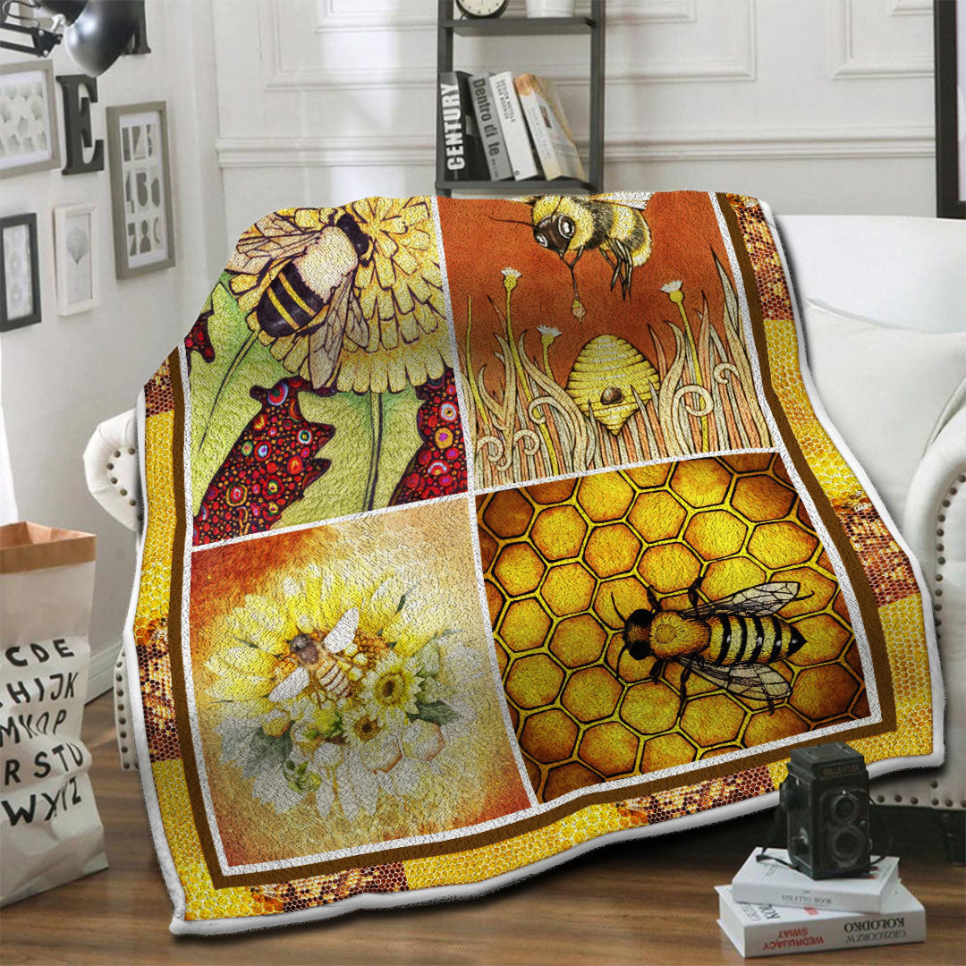 litzzy Bee Fleece Blanket HST19103588 Fleece Blanket   