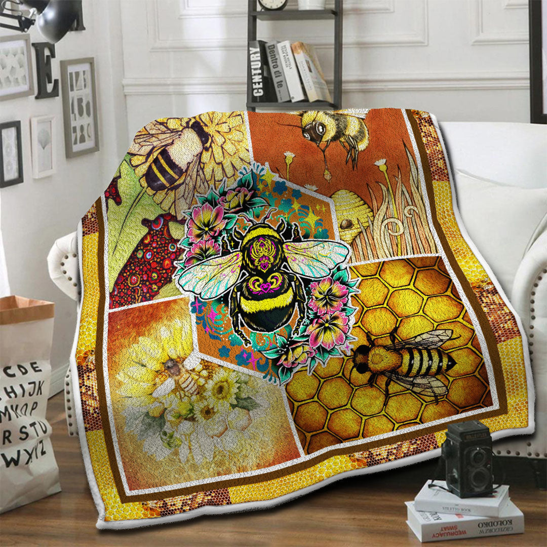 litzzy Bee Fleece Blanket HST19103589 Fleece Blanket   