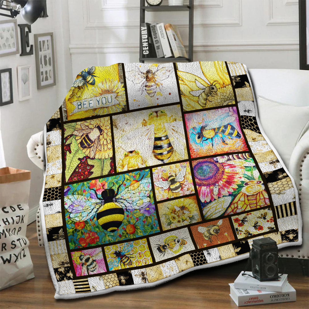litzzy Bee Fleece Blanket HST19104039 Fleece Blanket   