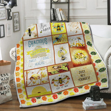 litzzy Bee Kind Fleece Blanket HST19101458 Fleece Blanket   