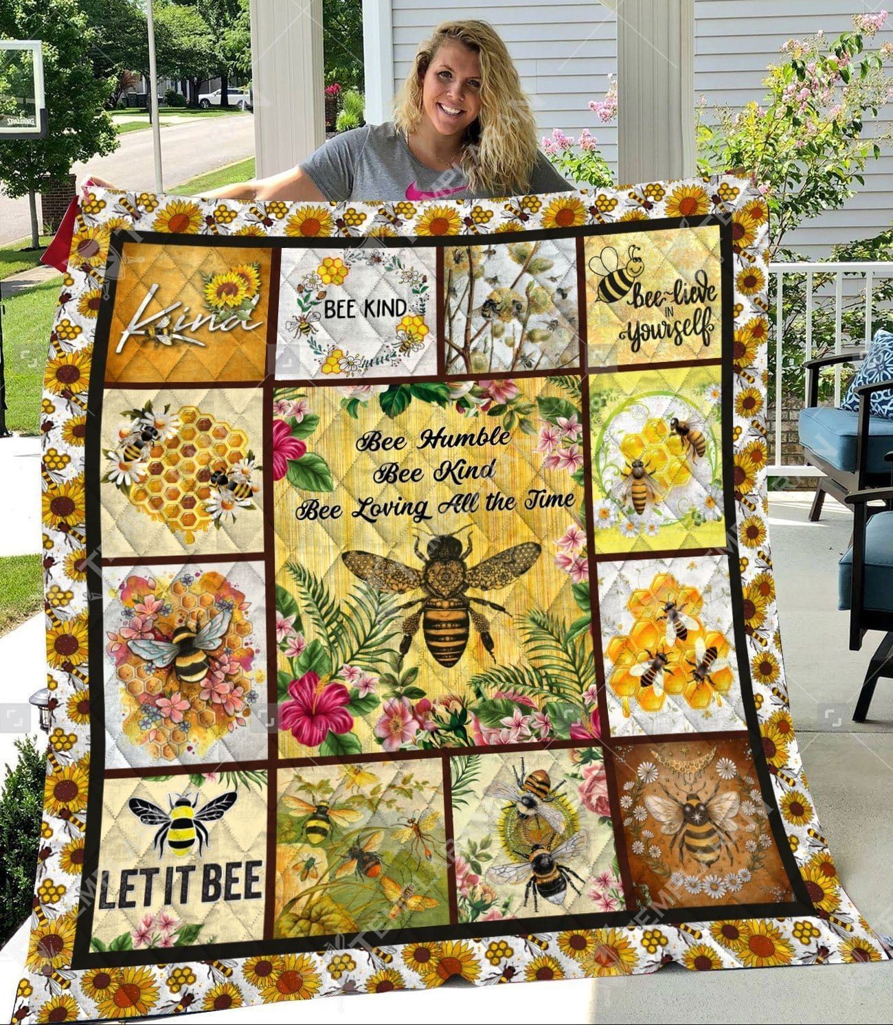 litzzy Bee Bee Humble Bee Kind Fleece Blanket Christmas Christmas Gifts Merry Christmas Holiday Gifts Gift Dhc03011214Dd Quilt Blanket   