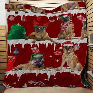 litzzy Belgian Malinois Snow Christmas CL11120045MDQ Fleece Blanket Quilt Blanket   