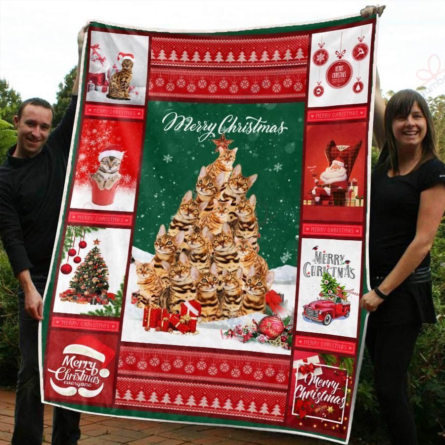 litzzy Bengal Christmas AM2810326CL Sherpa Fleece Blanket Sherpa Fleece Blanket   