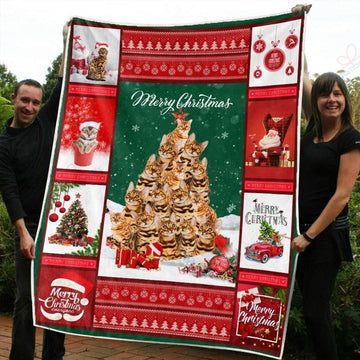 litzzy Bengal Christmas AM2810326CL Sherpa Fleece Blanket Sherpa Fleece Blanket   
