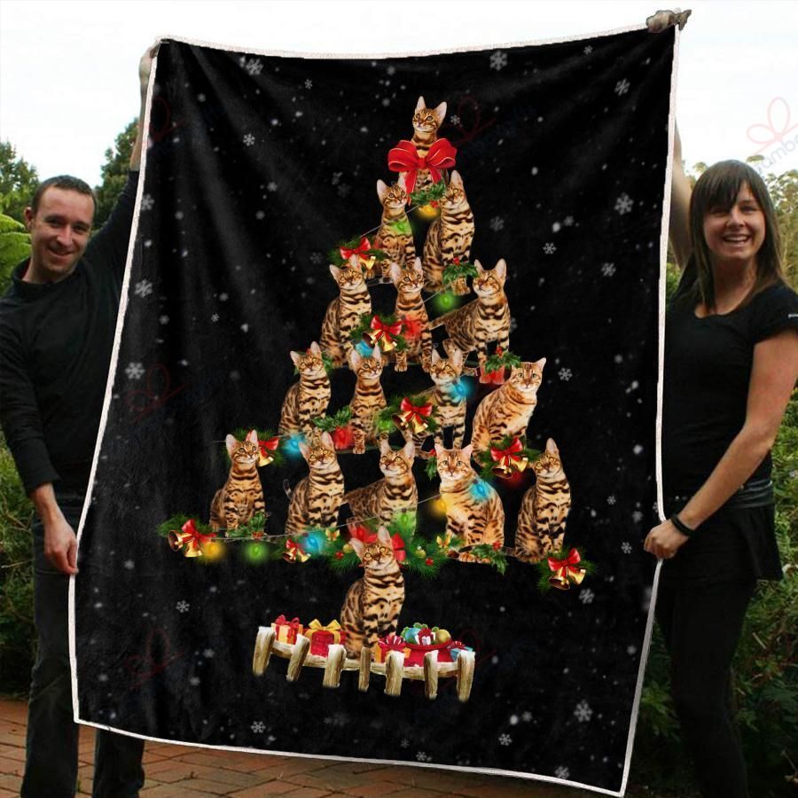 litzzy Bengal Christmas AM2810563CL Sherpa Fleece Blanket Sherpa Fleece Blanket   