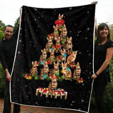 litzzy Bengal Christmas AM2810563CL Sherpa Fleece Blanket Sherpa Fleece Blanket   