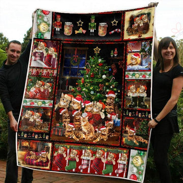 litzzy Bengal Christmas AM2810730CL Sherpa Fleece Blanket Sherpa Fleece Blanket   