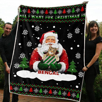 litzzy Bengal Christmas CL20110118MDF Sherpa Fleece Blanket Sherpa Fleece Blanket   