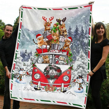 litzzy Bengal Christmas CL20110119MDF Sherpa Fleece Blanket Sherpa Fleece Blanket   