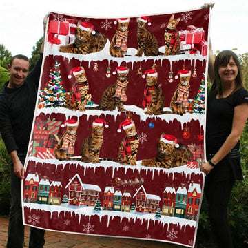 litzzy Bengal Christmas CL20110120MDF Sherpa Fleece Blanket Sherpa Fleece Blanket   