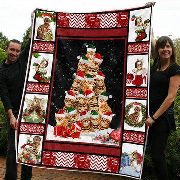 litzzy Bengal Christmas CL20110124MDF Sherpa Fleece Blanket Sherpa Fleece Blanket   