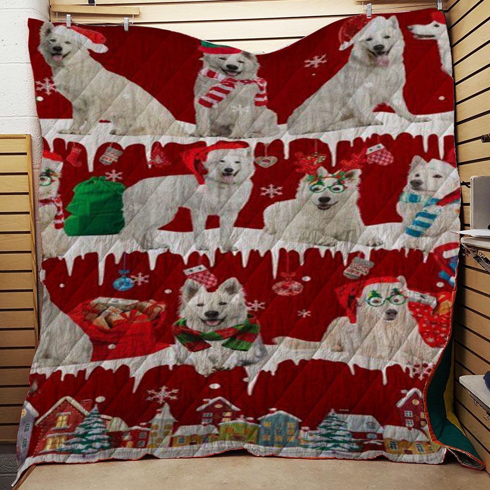 litzzy Berger Blanc Suisse Snow Christmas CL11120046MDQ Fleece Blanket Quilt Blanket   