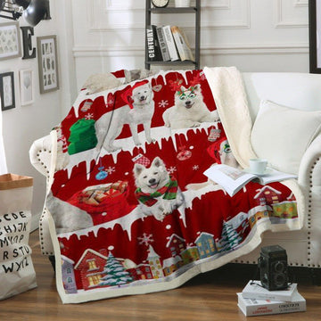 litzzy Berger Blanc Suisse Snow Christmas CL11120191MDF Sherpa Fleece Blanket Sherpa Fleece Blanket   