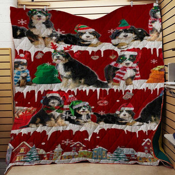litzzy Bernedoodle Snow Christmas CL11120048MDQ Fleece Blanket Quilt Blanket   