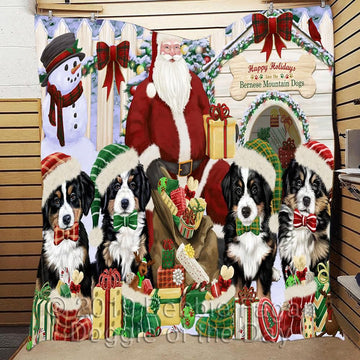 litzzy Bernese Christmas Doghouse CL18110298MDQ Fleece Blanket fleece blanket   
