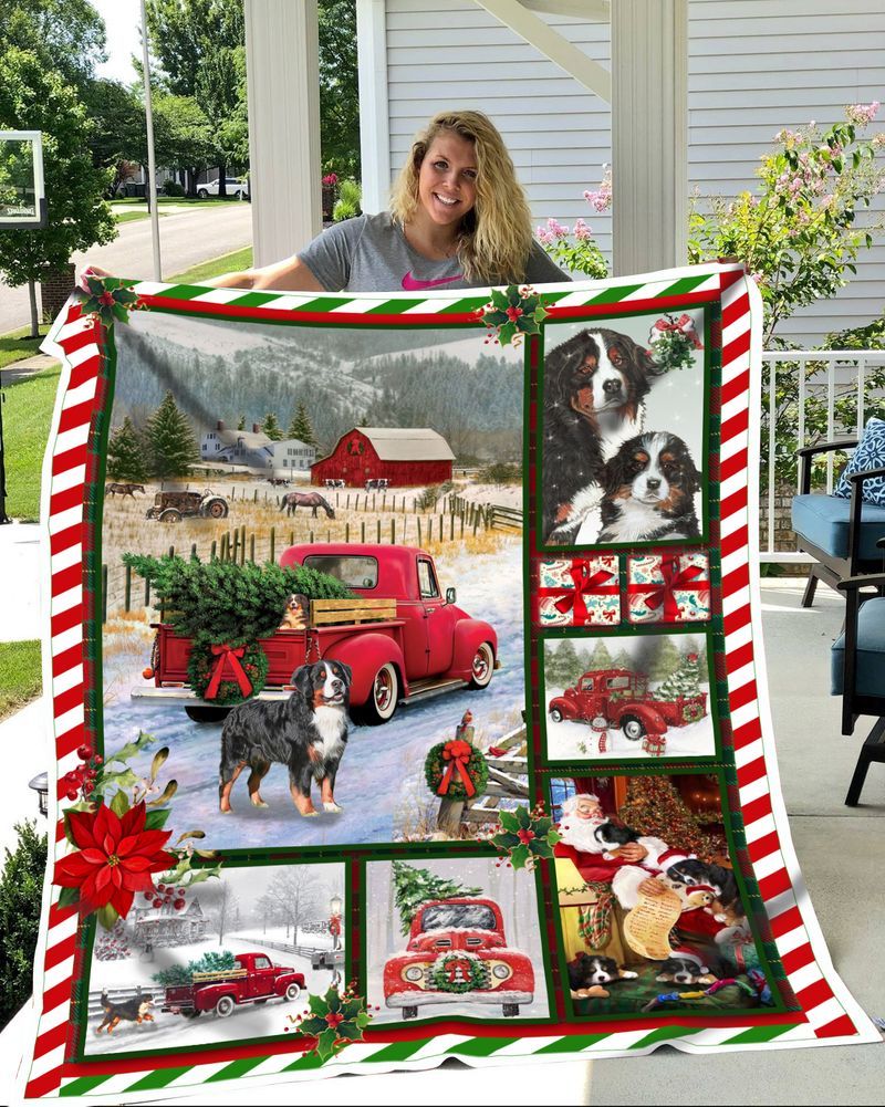 litzzy Bernese Mountain Christmas CLH2511033F Sherpa Fleece Blanket Sherpa Fleece Blanket   