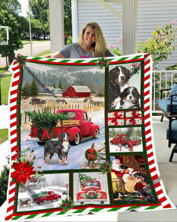 litzzy Bernese Mountain Christmas MMC1411711 Fleece Blanket Sherpa Fleece Blanket   