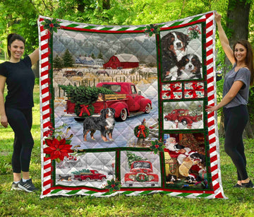 litzzy Bernese Mountain Christmas Fleece Blanket DHC291118VT Quilt Blanket   
