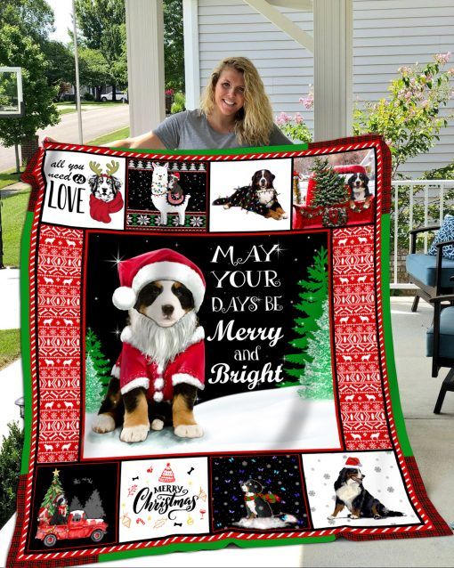 litzzy Bernese Mountain Dog Christmas CL18110014MDF Sherpa Fleece Blanket fleece blanket   