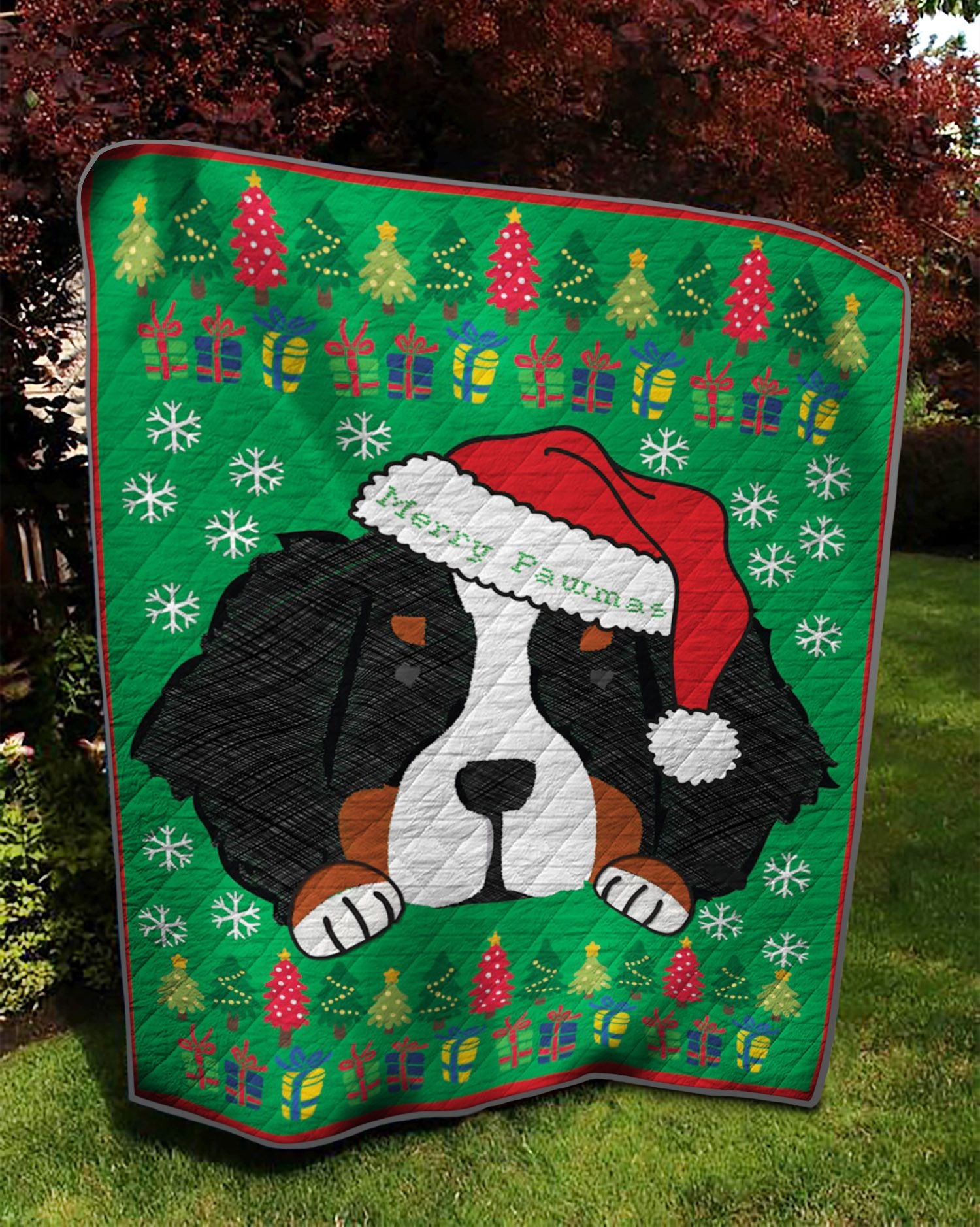 litzzy Bernese Mountain Dog Christmas HM2211001Q Fleece Balnket fleece blanket   