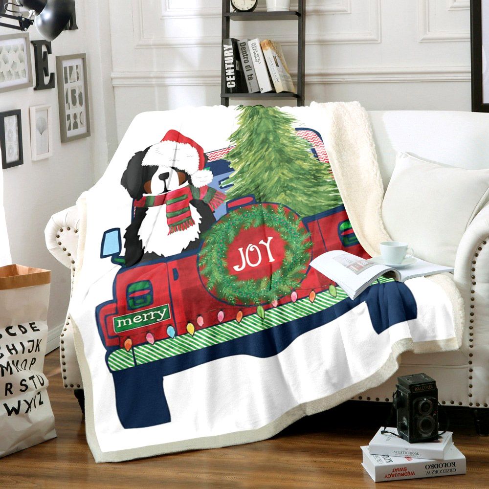 litzzy Bernese Mountain Dog Christmas HM2211011TT Sherpa Fleece Blanket fleece blanket   