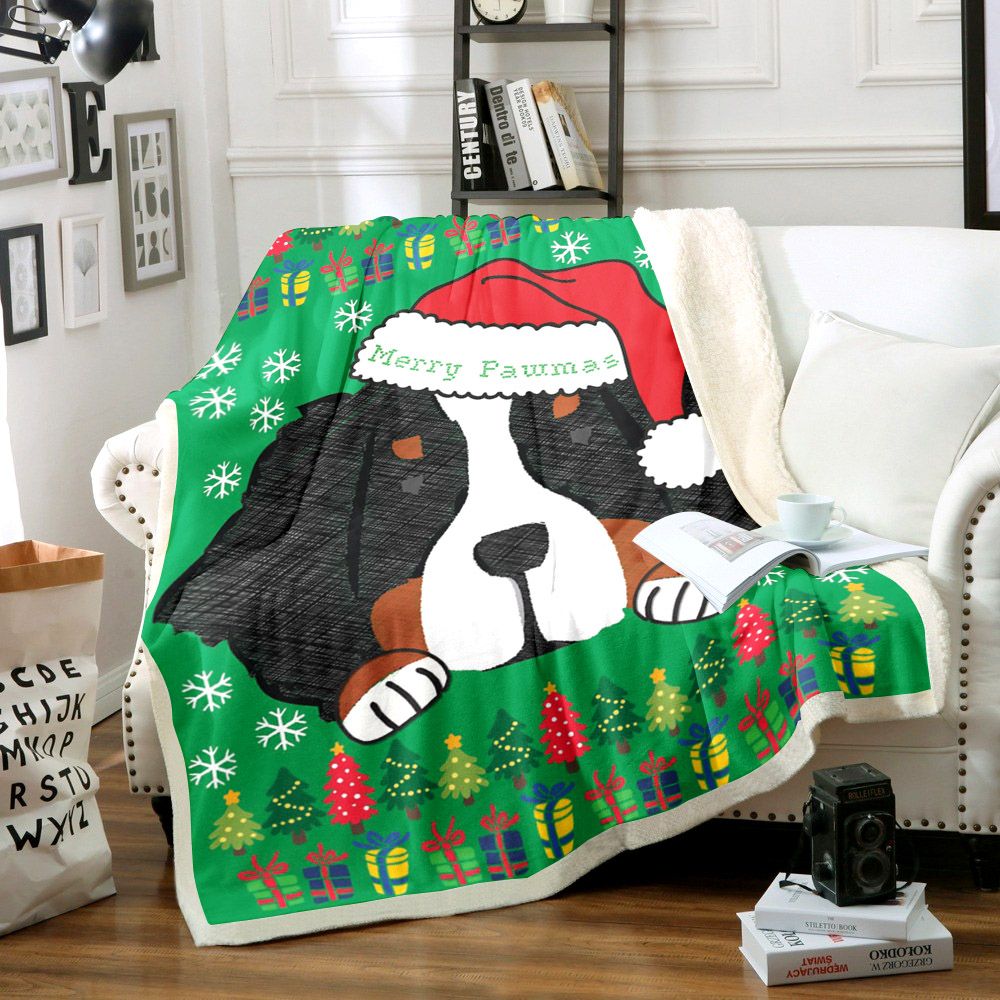 litzzy Bernese Mountain Dog Christmas HM2211012TT Sherpa Fleece Blanket fleece blanket   