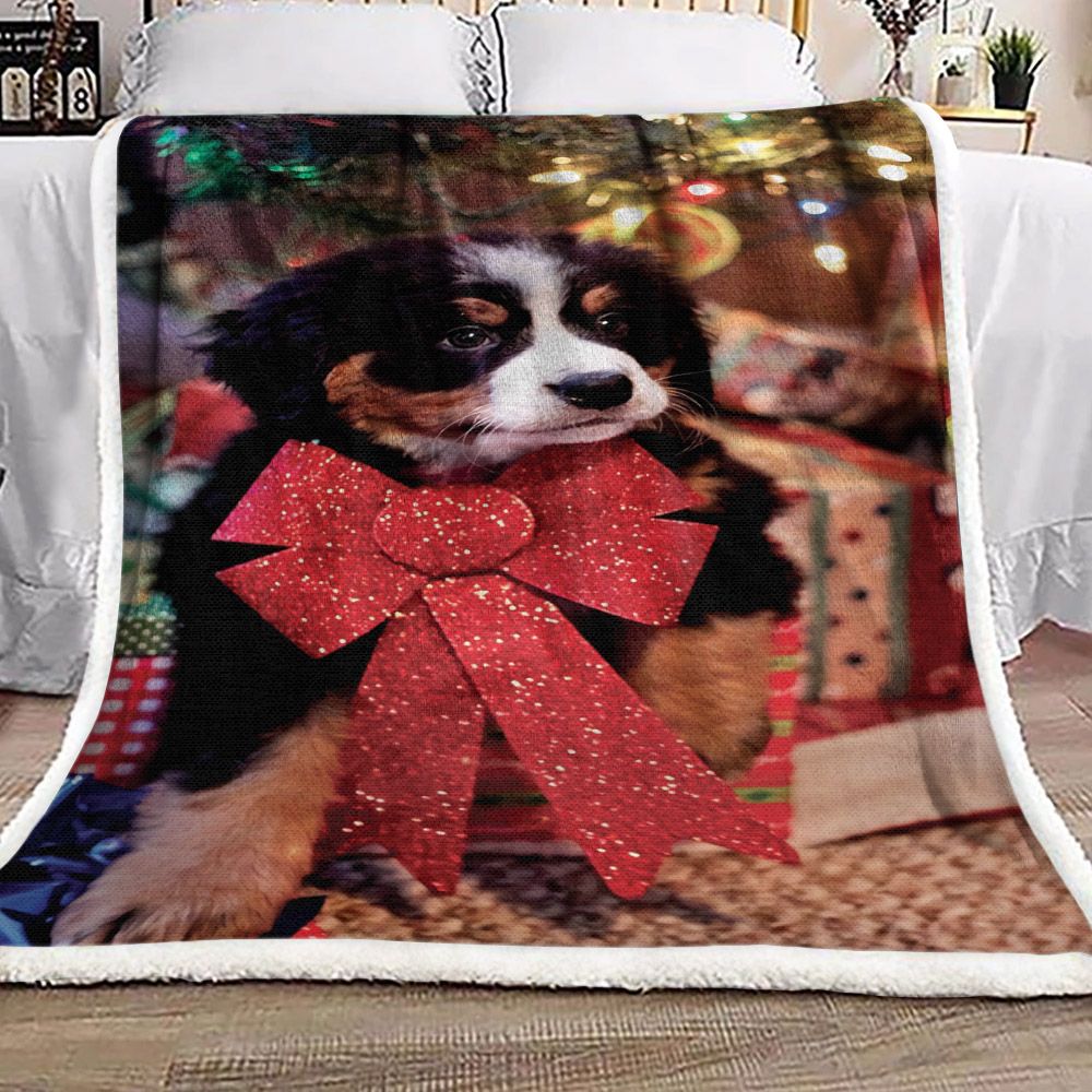 litzzy Bernese Mountain Dog Christmas NP0411022F Sherpa Fleece Blanket fleece blanket   