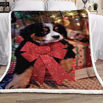 litzzy Bernese Mountain Dog Christmas NP0411022F Sherpa Fleece Blanket fleece blanket   