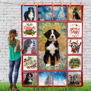 litzzy Bernese Mountain Gorgeous Merry Christmas Dog Reindeer Xmas TH0911056CL Sherpa Fleece Blanket fleece blanket   