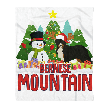 litzzy Bernese Snowman Christmas Tree CLM2812072S Sherpa Fleece Blanket Sherpa Fleece Blanket   
