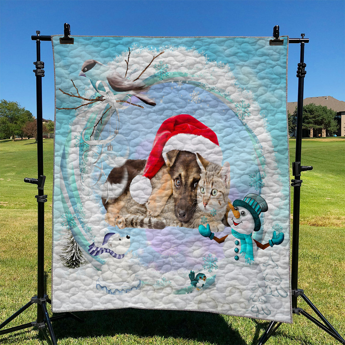 litzzy Best Friend Dog And Cat Merry Christmas NI1911134DT Fleece Blanket fleece blanket   