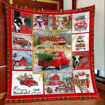 litzzy Best Memories Farm Christmas GS-CL-DD0808 Fleece Blanket Quilt Blanket   