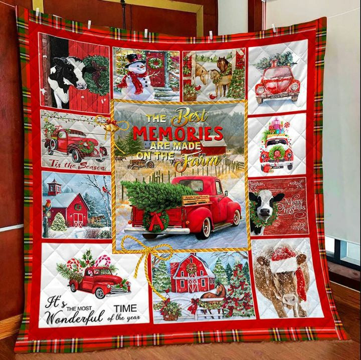 litzzy Best Memories Farm Christmas Red Truck KL2409077CL Fleece Blanket Quilt Blanket   