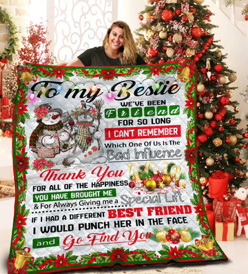 litzzy Bestie Snowman Christmas HHH191101NA Fleece Blanket Quilt Blanket   