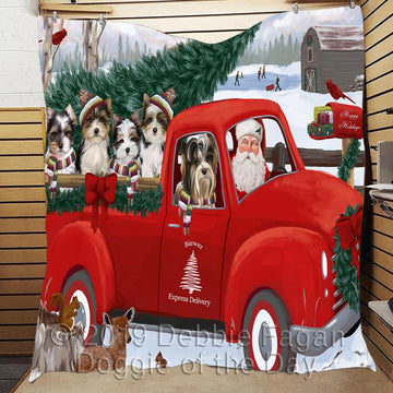 litzzy Biewer Red Truck Christmas CL18110341MDQ Fleece Blanket Quilt Blanket   